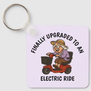 Old Woman on Scooter Key Ring