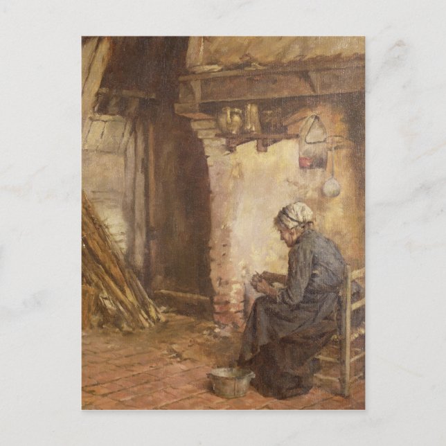 Old Woman Peeling Potatoes Postcard (Front)