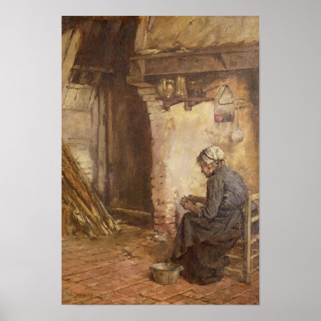 Old Woman Peeling Potatoes Poster (Front)