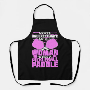 Old Woman Pickleball Player Gift Apron