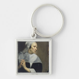 Old Woman Praying Key Ring