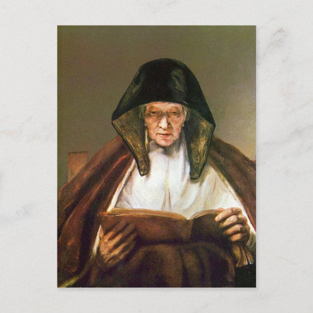 Old woman, reading by Rembrandt Postcard (Front)
