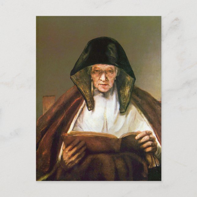 Old woman, reading by Rembrandt Postcard (Front)