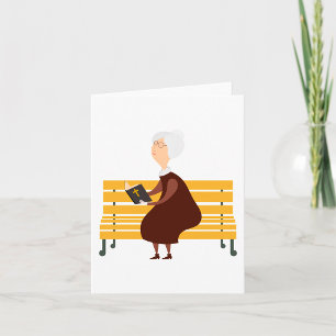 Old Woman Reading The Bible Card