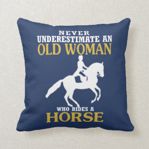 Old Woman Rides Horse Cushion