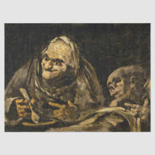Old Woman with a Skeleton (Death) (Francisco Goya) Tissue Paper