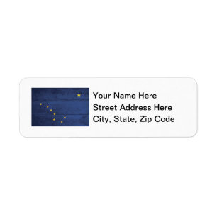 Old Wood Alaska Flag Return Address Label