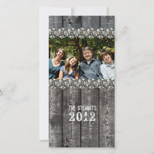 Old Wood and Rhinestones Photo Christmas Card