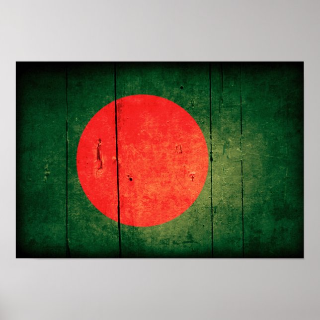 Old Wood Bangladesh Flag Poster (Front)