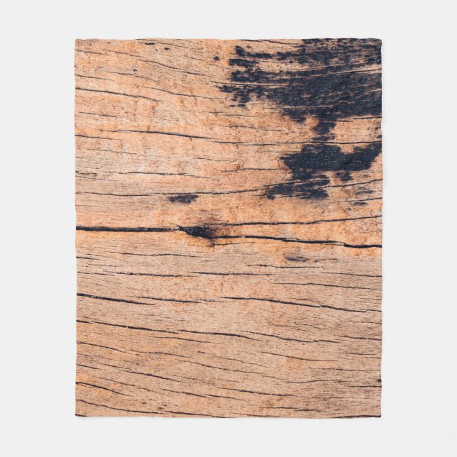 Old wood board, copy space wooden texture pattern  fleece blanket (Front)