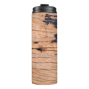 Old wood board, copy space wooden texture pattern  thermal tumbler
