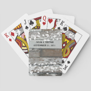 Old Wood Country White Personalized Playing Cards