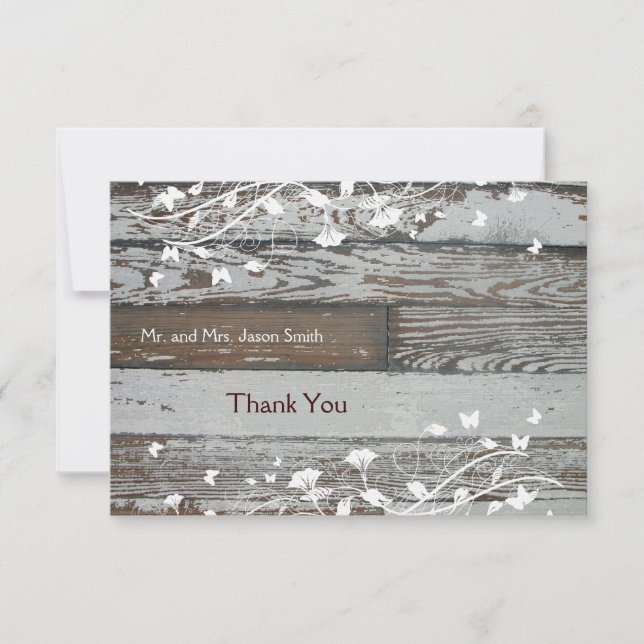 Old Wood flat thank you card with envelope (Front)