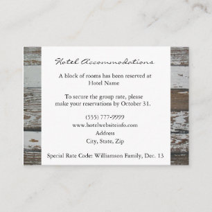 Old Wood Hotel Accommodation Enclosure Cards