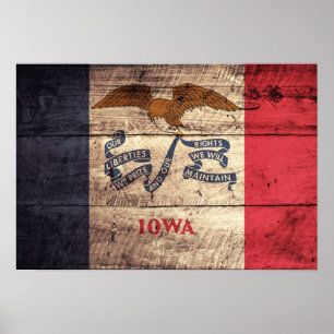 Old Wood Iowa Flag; Poster