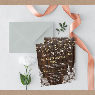 Old Wood Lace String Lights After I DO BBQ Invitation