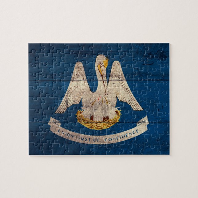 Old Wood Louisiana Flag; Jigsaw Puzzle (Horizontal)