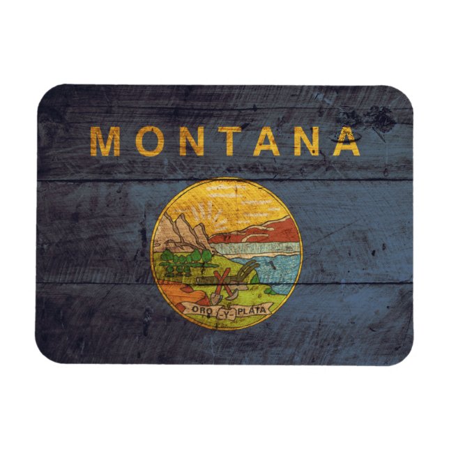 Old Wood Montana Flag Magnet (Horizontal)