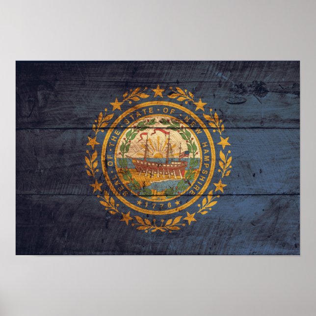 Old Wood New Hampshire Flag; Poster (Front)