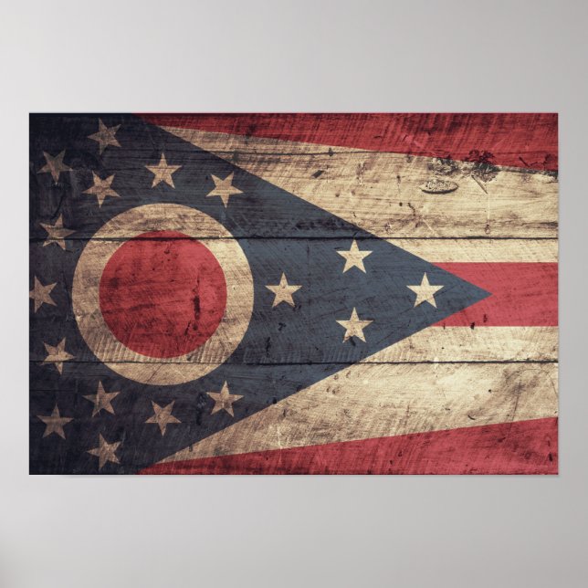 Old Wood Ohio Flag; Poster (Front)