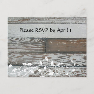 Old Wood RSVP Invitation Postcard