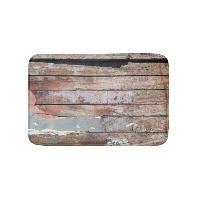 Old wood rustic boat wooden plank bath mat (Front)
