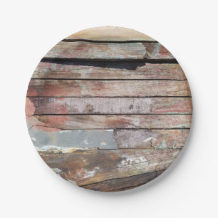 Old wood rustic boat wooden plank paper plate