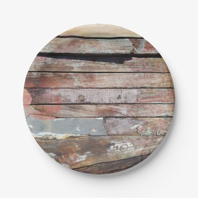 Old wood rustic boat wooden plank paper plate (Front)