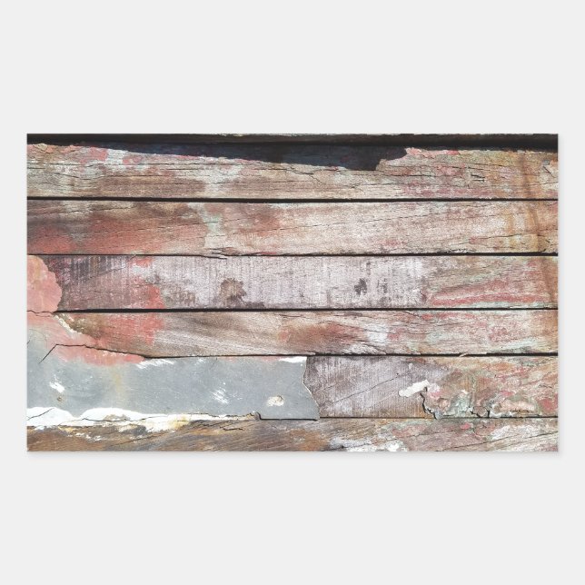 Old wood rustic boat wooden plank rectangular sticker (Front)