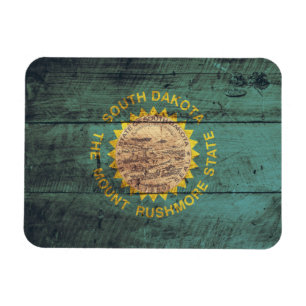 Old Wood South Dakota Flag Magnet