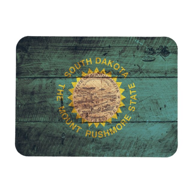 Old Wood South Dakota Flag Magnet (Horizontal)