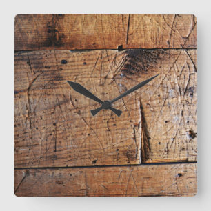 "Old Wood" Square Wall Clock