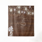 Old Wood String Lights Wedding Photo Backdrop