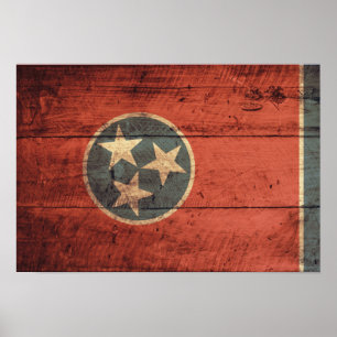 Old Wood Tennessee Flag; Poster