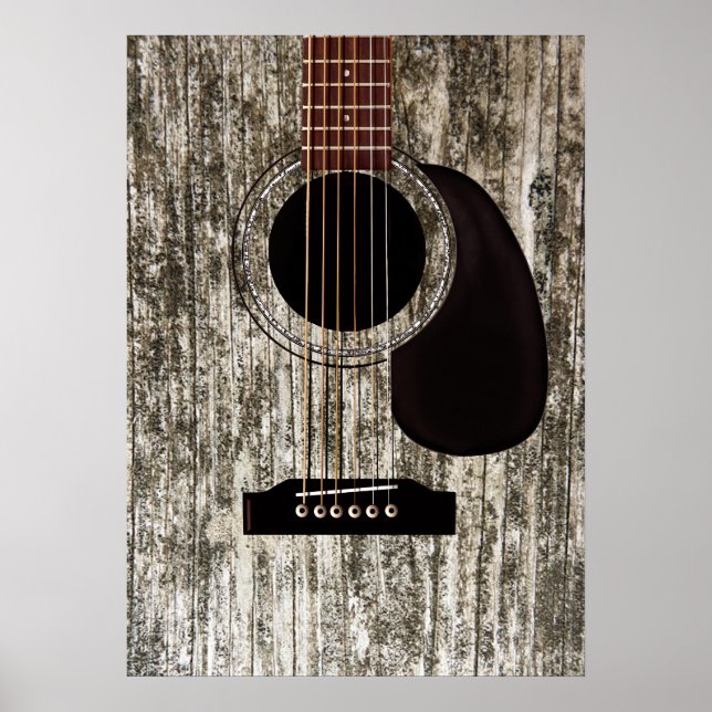 Old Wood Top Acoustic Guitar Poster (Front)