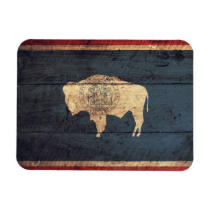 Old Wood Wyoming Flag Magnet