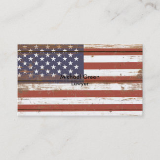 Old Wooden American Flag Business Card