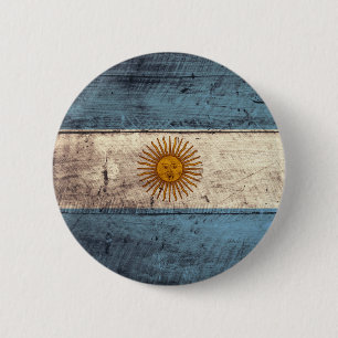 Old Wooden Argentina Flag 6 Cm Round Badge