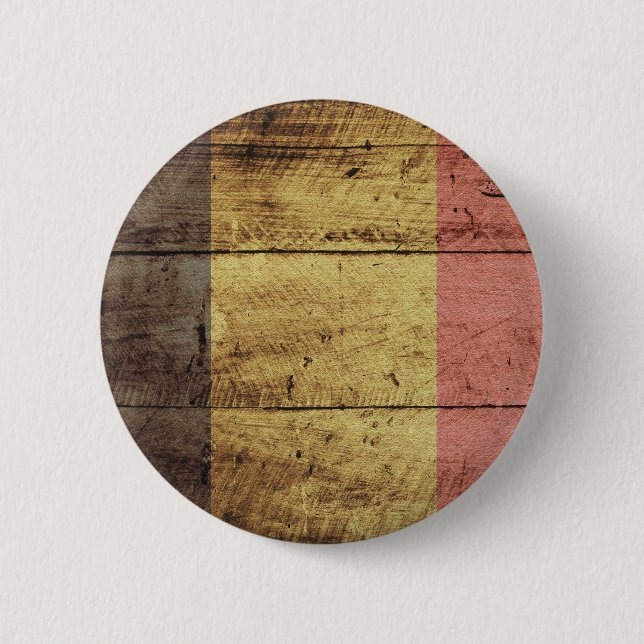 Old Wooden Belgium Flag 6 Cm Round Badge (Front)