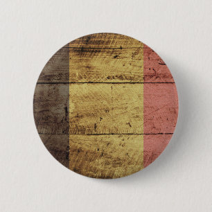 Old Wooden Belgium Flag 6 Cm Round Badge