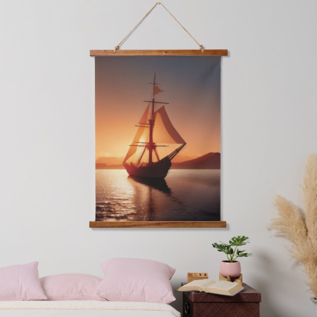Old Wooden Boat Hanging Tapestry (Bedroom)