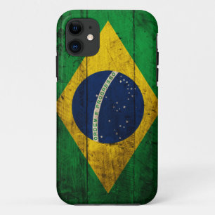 Old Wooden Brazil Flag iPhone 11 Case