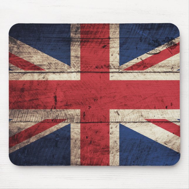 Old Wooden British Flag Mouse Pad (Front)
