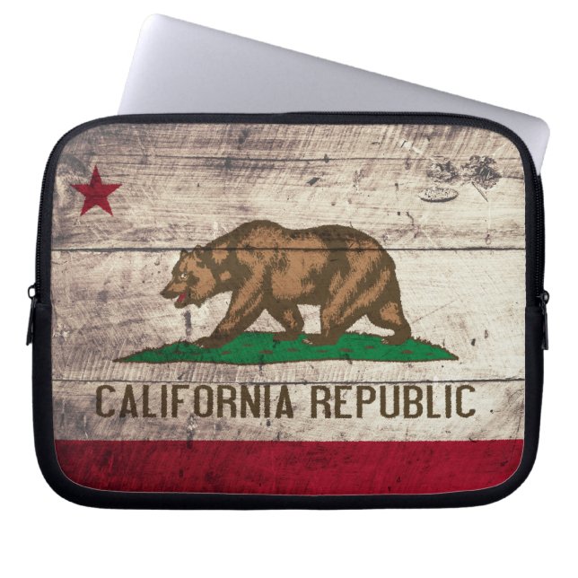 Old Wooden California Flag Laptop Sleeve (Front)