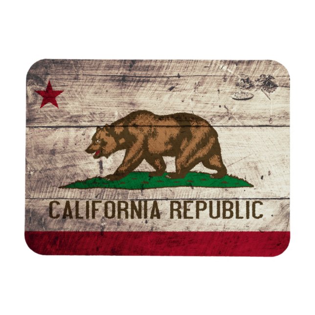 Old Wooden California Flag Magnet (Horizontal)