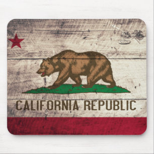 Old Wooden California Flag Mouse Pad