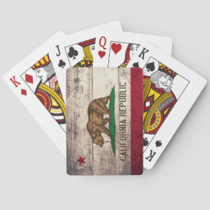Old Wooden California Flag Playing Cards