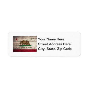 Old Wooden California Flag Return Address Label