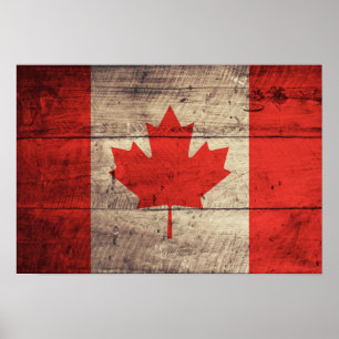 Old Wooden Canadian Flag Poster