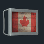 Old Wooden Canadian Flag Rectangular Belt Buckle<br><div class="desc">Canada Flag; Canadian; Canadien;</div>